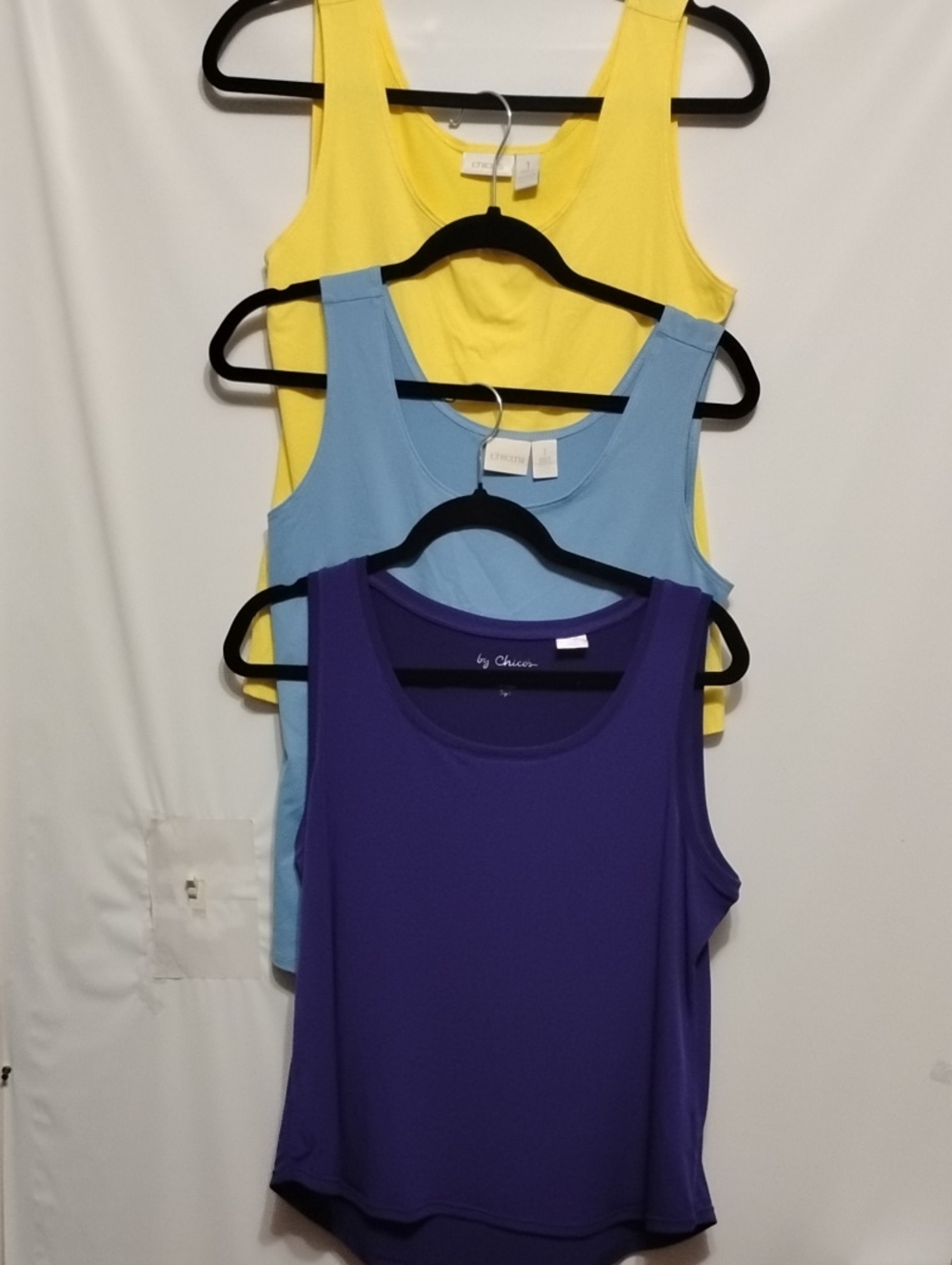 Chico's Yellow, Blue & Purple Tank Trio - Layering & Everyday Wear (3) Bundle